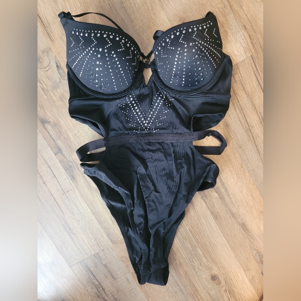 La Senza Black Rhinestone Bodysuit Lingerie
